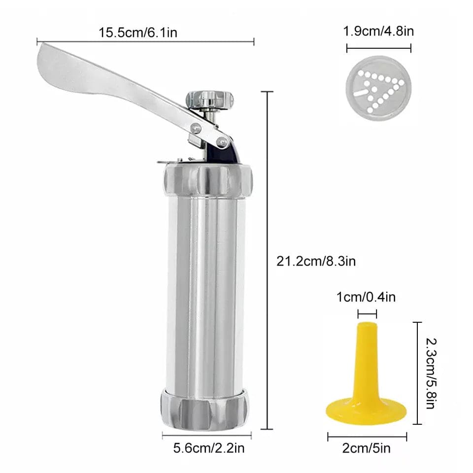 Manual Cookie Press Gun And Icing Set Alloy Churro Maker, Cookie Press Machine, Aluminum Cookie Gun, Biscuit Maker, Manual Cookie Press Stamps Set, Baking Tool With 10 Cookie Molds 4 Nozzles Manual Cookie Press Gun And Icing Set Alloy Churro Maker, Cookie Press Machine, Aluminum Cookie Gun, Biscuit Maker, Manual Cookie Press Stamps Set, Baking Tool With 10 Cookie Molds 4 Nozzles